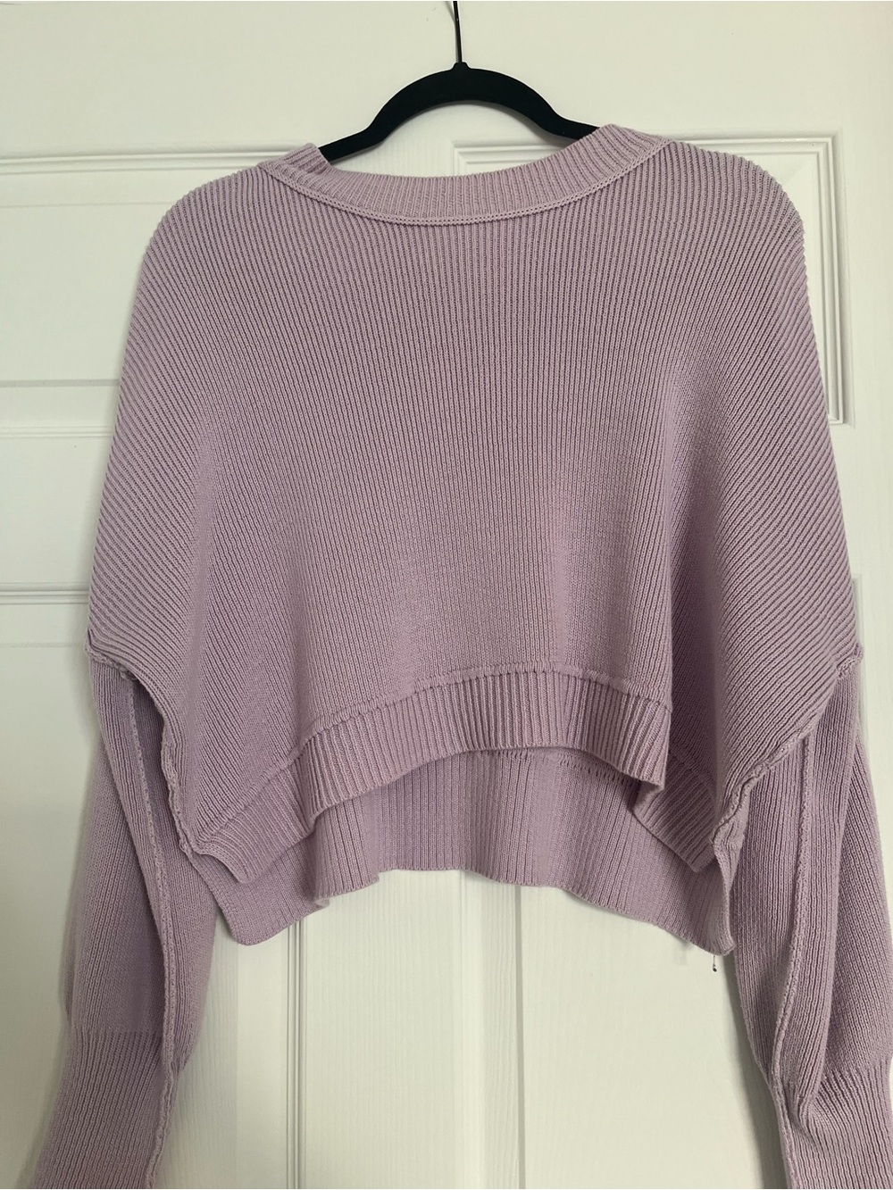 Pink Rose Lilac Cropped Scoop Neck Sweater